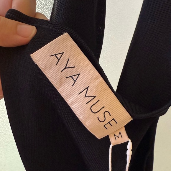 🆕 AYA MUSE Eryn Knit Butterfly Cutout Maxi Dress Black Sz M - Picture 6 of 7